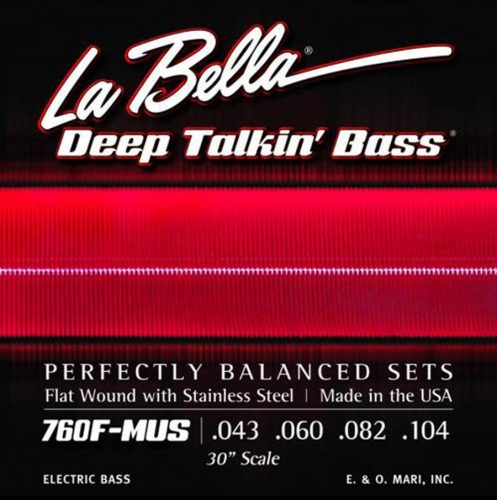 L-760F-MUS La Bella Deep Talkin' Bass string set electric bass, stainless steel flatwound, 30" scale, 043-060-082-104