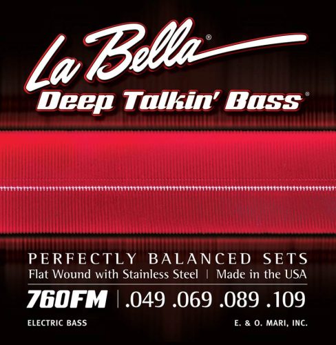 L-760FM La Bella Deep Talkin' Bass string set electric bass, stainless steel flatwound, medium, 049-069-089-109