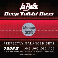   L-760FS-M La Bella Deep Talkin' Bass string set electric bass, stainless steel flatwound, 045-065-085-105, medium scale