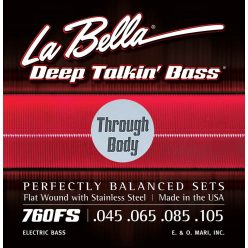   L-760FSTB La Bella Deep Talkin' Bass string set electric bass, stainless steel flatwound, standard, 045-065-085, thru-body