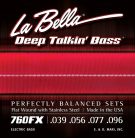 L-760FX La Bella Deep Talkin' Bass string set electric bass, stainless steel flatwound, extra light, 039-056-077-096