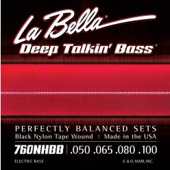   L-760NHBB La Bella Deep Talkin' Bass string set electric 'Beatle' bass, black nylon tape wound, 050-065-080-100