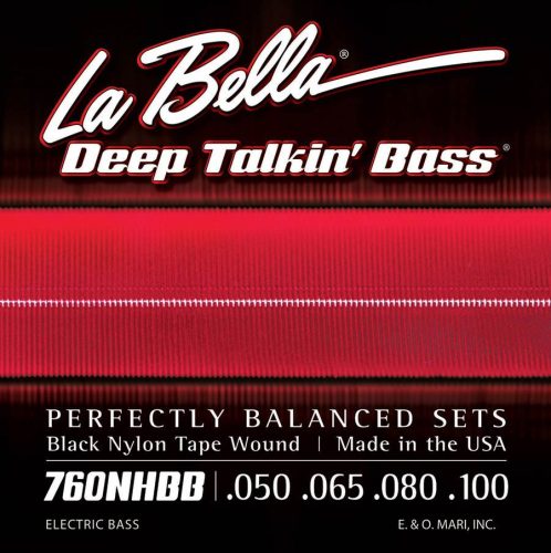 L-760NHBB La Bella Deep Talkin' Bass string set electric 'Beatle' bass, black nylon tape wound, 050-065-080-100