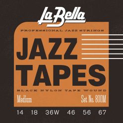  L-800M La Bella Nylon Tape Wound Electrics string set electric, medium, 014-018-036-046-056-067, extra E+B