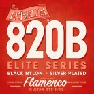 L-820B La Bella Flamenco string set classic/flamenco, black nylon trebles & silverplated basses