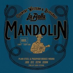   L-880L La Bella Acoustic Folk string set mandolin, phosphor bronze wound, loop ends, light, 009-012-021-036 2 each