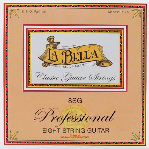 L-8SG La Bella Multi-String Guitars string set classic, clear nylon trebles and silverplated basses, for 8-string