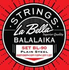 L-BL90 La Bella World Folk string set balalaika, plain steel, loop ends, 2x008-2x010-2x012