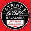 L-BL90 La Bella World Folk string set balalaika, plain steel, loop ends, 2x008-2x010-2x012