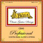 L-CB40-PE La Bella Multi-Size Guitars string set contrabass 4, 750mm scale, clear nylon trebles & silverplated basses, plain ends