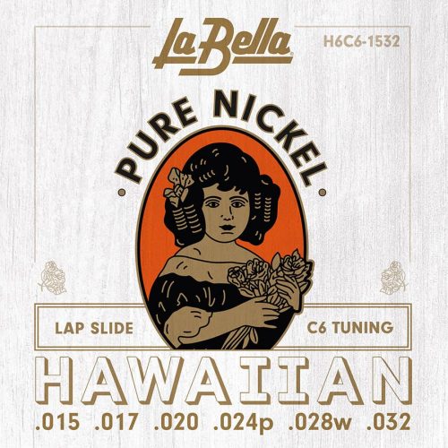 L-H6C61532 La Bella Lap Steel Guitar string set pure nickel, 6-string C6-tuning 15-32