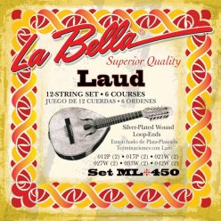   L-ML450 La Bella World Folk string set laud, plain steel & silverplated wound, loop ends
