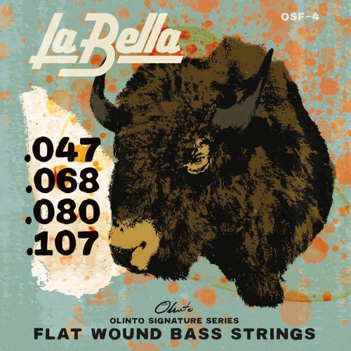 L-OSF-4 La Bella Olinto Signature Flats string set electric bass, stainless steel flatwound, standard tension, 047-068-080-107