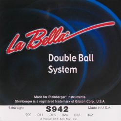   L-S942 La Bella Double Ball End System string set electric, for Steinberger, double ball ends, extra light, 009-011-016-024-032-042