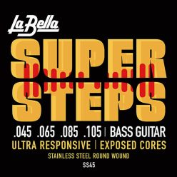   L-SS-45 La Bella Super Steps string set electric bass, stainless steel roundwound, light, 045-065-085-105 longscale