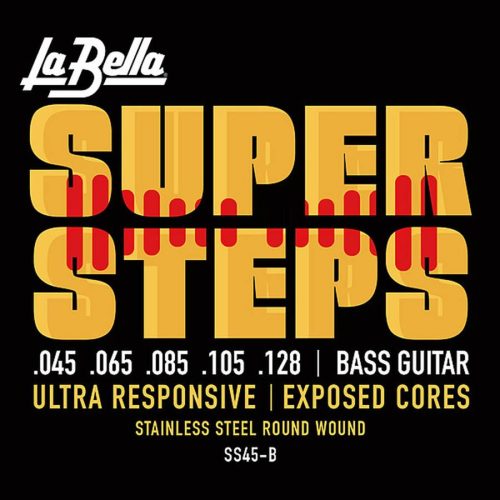 L-SS-45B La Bella Super Steps string set electric 5-string bass, stainless steel roundwound, light, 045-065-085-105-128