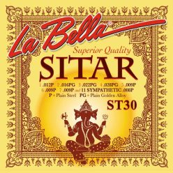   L-ST30 La Bella World Folk string set sitar, plain steel & plain golden alloy, 012-016-009-014G-028G-11x008