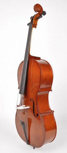 Leonardo LC-1012 Cello-Set 1/2 – Elementary Series, Laminierter Korpus, Nitrolack, Schwarz gehärtete Hölzer, Tasche und Bogen