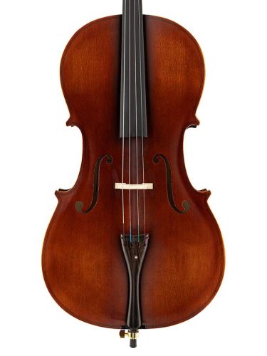 LC-1314 Leonardo Elementary series cello outfit 1/4, laminated with flamed back & sides, ebony fittings, bag and bow