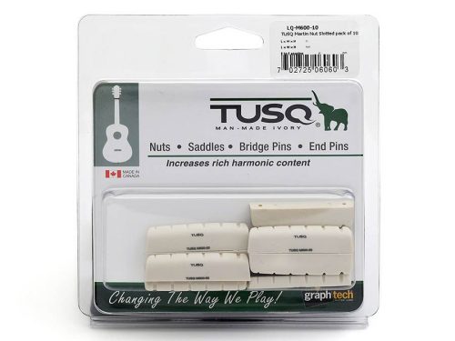 LQ-M600-10 Graph Tech TUSQ 10-pack acoustic guitar nuts (Martin), angled bottom, slotted