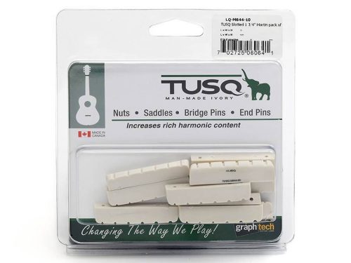 LQ-M644-10 Graph Tech TUSQ 10-pack acoustic guitar nuts (Martin), angled bottom, slotted