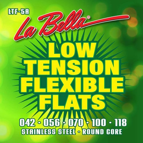 LTF5A La Bella Low Tension Flexible Flats string set electric 5-string bass stainless steel round core, 042-056-070-100-118