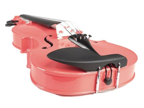 LV-1534-PK Leonardo Elementary series violin outfit 3/4, all solid, blackened hardwood fittings, finetuner tailpiece, case, bow, pink