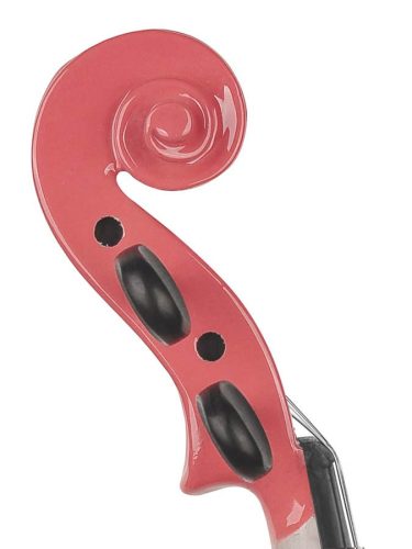 Leonardo LV-1544-PK Elementary Serie Geige Set 4/4 – Teerosenpink, Massivholz, Nitrolack, Feinstimmer, Etui, Bogen, Kolophonium