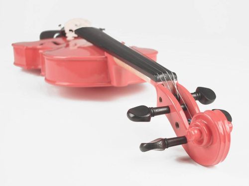 Leonardo LV-1544-PK Elementary Serie Geige Set 4/4 – Teerosenpink, Massivholz, Nitrolack, Feinstimmer, Etui, Bogen, Kolophonium