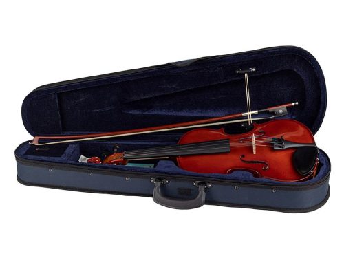 LV-1612 Leonardo Elementary series violin outfit 1/2, all solid, nitro varnish, ebony fittings, finetuner tailpiece, case, bow