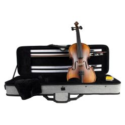   LV-1812 Leonardo Elementary series violin outfit 1/2, all solid, nitro matt antique style varnish, ebony fittings, oblong case, bow