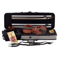   LV-2012 Leonardo Student series violin outfit 1/2, all solid, European flamed maple, ebony fittings, oblong case, bow