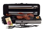 LV-2034 Leonardo Student series violin outfit 3/4, all solid, European flamed maple, ebony fittings, oblong case, bow