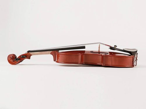 Leonardo LVA-20120 Set Violă Școlară 12.0" (30.5 cm) – Lemn masiv, Arțar flammé, Abanos, Cordar cu fixuri, Toc, Arcuș