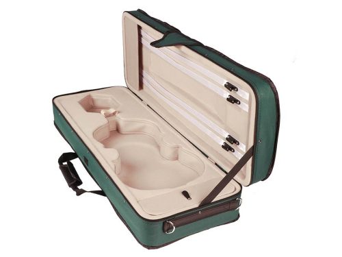 Leonardo LVA-20140 Set Violă Școlară 14.0" (35.5 cm) – Lemn masiv, Arțar flammé, Abanos, Cordar cu fixuri, Toc, Arcuș