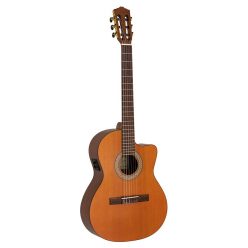   Luna CST Salvador Cortez Iberia Series stage guitar solid Canadian cedar top + sapele, open pore finish - cutaway and Fishman Clasica II