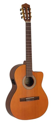 Luna CST Salvador Cortez Iberia Series stage guitar solid Canadian cedar top + sapele, open pore finish - cutaway and Fishman Clasica II