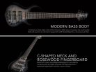 M7+ A6/TBK Sire Basses M7 2nd Gen Series Marcus Miller alder + solid maple 6-string bass guitar transparent black