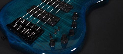 M7+ S4L/TBK Sire Basses M7 2nd Gen Series Marcus Miller lefty swamp ash + solid maple 4-string bass guitar transparent black