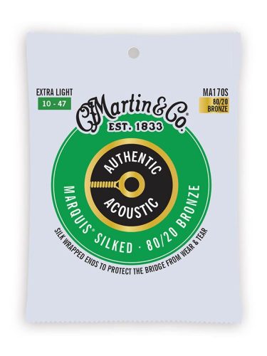 MA170S Martin Marquis Silked string set 80/20 bronze, extra light 010-014-023-030-039-047