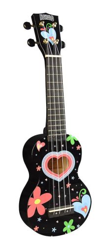 MA1HEBK Mahalo Art Series soprano ukulele HEART, black, with bag