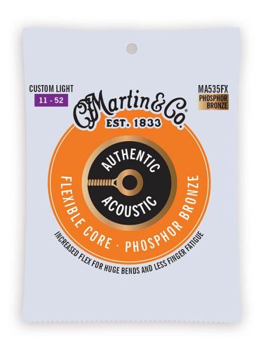 MA535FX Martin Authentic Acoustic Flexible Core string set, 92/8 phosphor bronze, custom light, 011-015-023-032-042-052