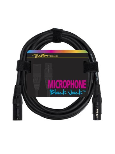 MC-220-1 Boston Black Jack microphone cable, black, 1 x XLR3f +1 x XLR3m, 1 meter