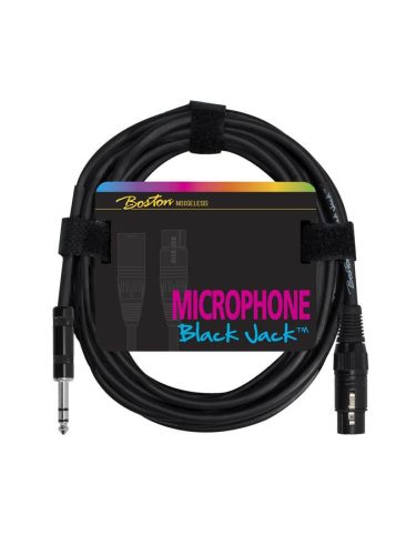 MC-235-1 Boston Black Jack microphone cable, black, 1 x XLR3f +1 x jack 3-pole balanced, 1 meter