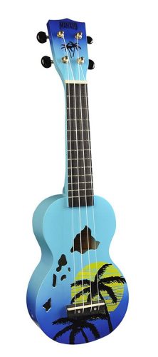 MD1HABUB Mahalo Designer Series soprano ukulele HAWAII, blue burst, with bag