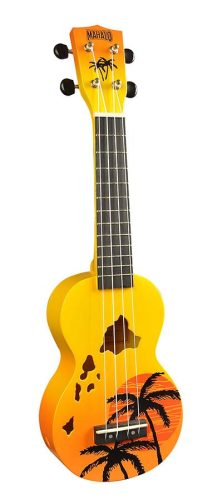 MD1HAORB Mahalo Designer Series soprano ukulele HAWAII, orange burst, with bag