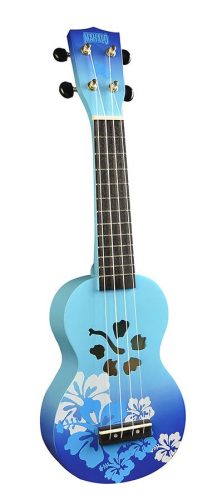 MD1HBBUB Mahalo Designer Series soprano ukulele HIBISCUS, blue burst, with bag