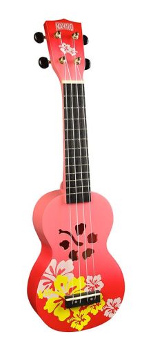 MD1HBRDB Mahalo Designer Series soprano ukulele HIBISCUS, red burst, with bag