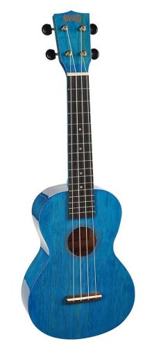 MH2TBU Mahalo Hano Series concert ukulele, transparent blue, with bag