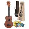 MJ1TBRK Mahalo Java Series soprano ukulele pack, transparent brown, with essentials accessory pack